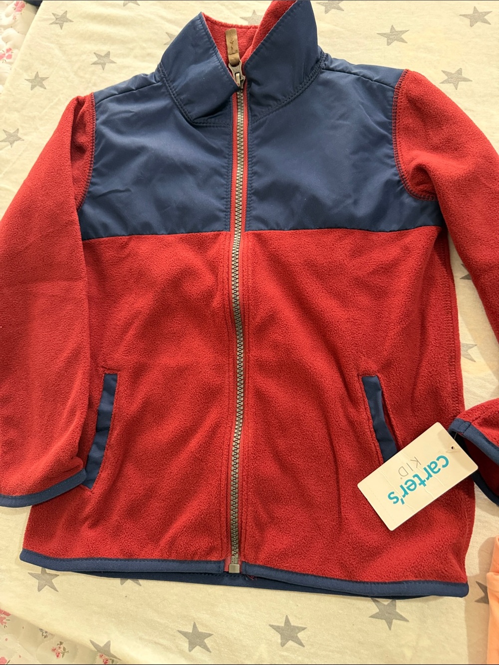 Carter's Red and Navy Colorblock Zip Fleece Jacket
